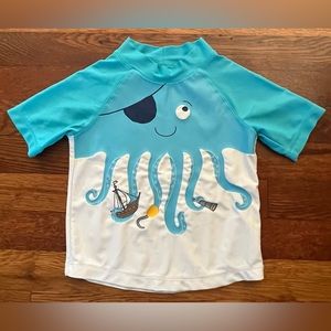 Carter’s Octopus Pirate Shortsleeve Rash Guard Swim Shirt Toddler Boys Size 2T